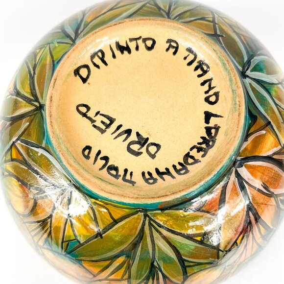 Orvieto Italy Loredana Molio Hand-Painted Bowl Colorful Leaves - Picture 7 of 7